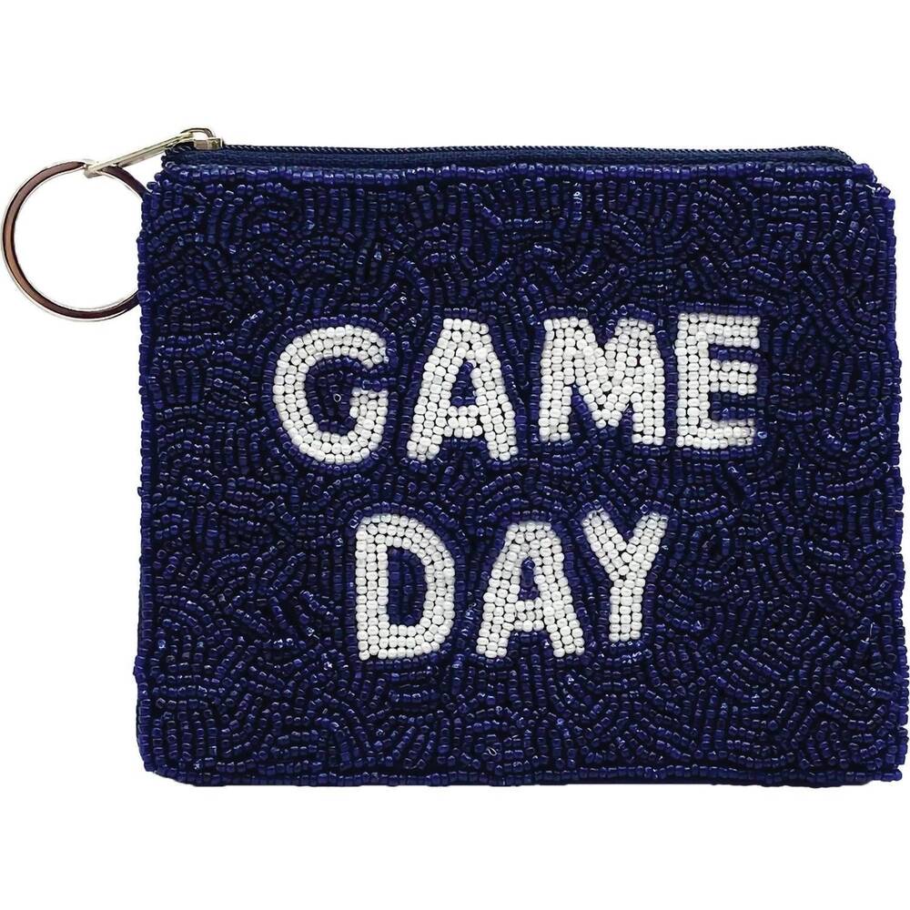 NEW LA CHIC DESIGNS women's game day beaded coin pouch in navy